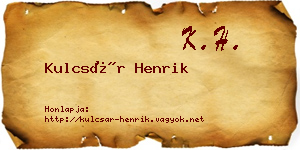 Kulcsár Henrik névjegykártya